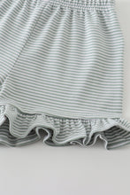 Load image into Gallery viewer, Premium Sage &amp; white stripe basic ruffle shorts
