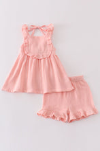 Load image into Gallery viewer, Premium Pink muslin ruffle shorts set
