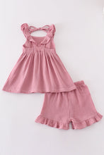 Load image into Gallery viewer, Premium Purple muslin ruffle shorts set
