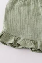 Load image into Gallery viewer, Premium Sage muslin ruffle shorts set
