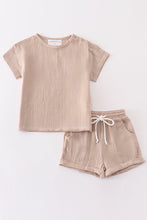 Load image into Gallery viewer, Premium Beige muslin boy shorts set
