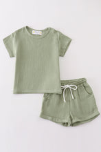 Load image into Gallery viewer, Premium Sage muslin boy shorts set
