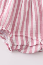 Load image into Gallery viewer, Premium Pink muslin stripe smocked girl bubble
