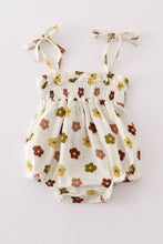 Load image into Gallery viewer, Premium Organic muslin floral smocked girl bubble
