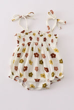 Load image into Gallery viewer, Premium Organic muslin floral smocked girl bubble
