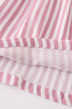 Load image into Gallery viewer, Premium Pink muslin stripe smocked ruffle dress
