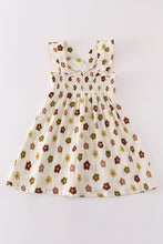 Load image into Gallery viewer, Premium Organic muslin floral smocked ruffle dress
