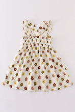 Load image into Gallery viewer, Premium Organic muslin floral smocked ruffle dress
