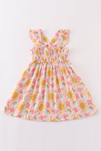 Load image into Gallery viewer, Premium Pink muslin sun ice cream smocked ruffle dress
