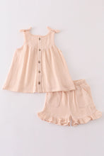 Load image into Gallery viewer, Premium Apricot muslin bow shorts set
