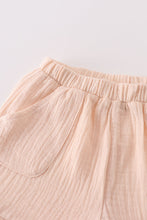 Load image into Gallery viewer, Premium Apricot muslin bow shorts set
