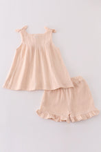 Load image into Gallery viewer, Premium Apricot muslin bow shorts set
