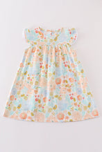 Load image into Gallery viewer, Premium Blue &amp; pink muslin floral ruffle dress
