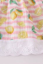 Load image into Gallery viewer, Premium Pink muslin stripe lemon baby set
