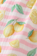 Load image into Gallery viewer, Premium Pink muslin stripe lemon ruffle dress
