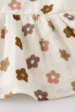 Load image into Gallery viewer, Premium Khaki muslin floral girl set
