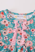 Load image into Gallery viewer, Premium Green floral print ruffle girl set
