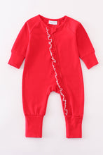 Load image into Gallery viewer, Premium Red ruffle zip girl pajama romper
