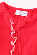 Load image into Gallery viewer, Premium Red ruffle zip girl pajama romper
