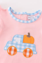 Load image into Gallery viewer, Pink truck pumpkin embroidery girl romper
