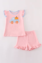 Load image into Gallery viewer, Pink truck pumpkin embroidery girl set
