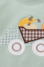 Load image into Gallery viewer, Sage truck pumpkin embroidery boy top
