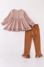 Load image into Gallery viewer, Premium Caramel gingham girl ruffle set
