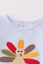 Load image into Gallery viewer, Premium Blue turkey embroidery stripe girl set
