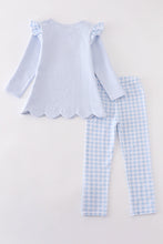 Load image into Gallery viewer, Premium Blue turkey embroidery stripe girl set
