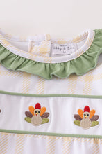 Load image into Gallery viewer, Premium Green turkey embroidery plaid girl bubble
