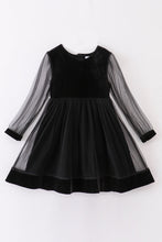 Load image into Gallery viewer, Premium Black velvet ruffle girl dress
