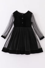 Load image into Gallery viewer, Premium Black velvet ruffle girl dress
