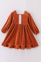 Load image into Gallery viewer, Premium Caramel velvet lace girl dress
