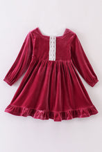 Load image into Gallery viewer, Premium Mauve velvet lace girl dress
