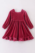 Load image into Gallery viewer, Premium Mauve velvet lace girl dress
