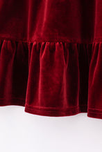 Load image into Gallery viewer, Premium Maroon velvet tiered ruffle dress
