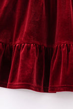 Load image into Gallery viewer, Premium Maroon velvet tiered ruffle dress
