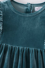 Load image into Gallery viewer, Premium Teal velvet ruffle dress
