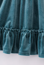 Load image into Gallery viewer, Premium Teal velvet ruffle dress
