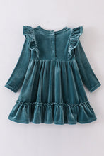 Load image into Gallery viewer, Premium Teal velvet ruffle dress
