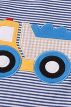 Load image into Gallery viewer, Premium blue stripe truck applique boy set
