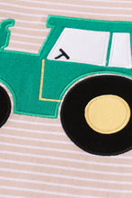 Load image into Gallery viewer, Premium green stripe tractor applique boy set
