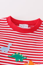 Load image into Gallery viewer, Premium red stripe dinosaur applique boy set
