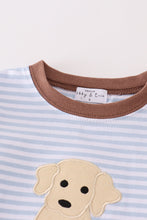 Load image into Gallery viewer, Premium brown stripe puppy applique boy set
