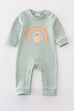 Load image into Gallery viewer, Premium Sage turkey applique boy romper
