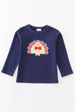 Load image into Gallery viewer, Premium Navy turkey applique boy top
