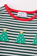 Load image into Gallery viewer, Premium green stripe christmas tree embroidery boy bubble
