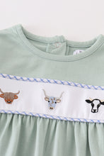 Load image into Gallery viewer, Premium Green cow applique boy romper
