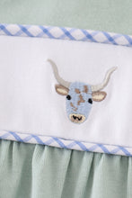 Load image into Gallery viewer, Premium Green cow applique boy romper
