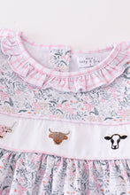 Load image into Gallery viewer, Premium Floral print cow embroidery girl set
